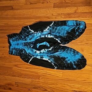 Tribal, Hippie, Wide Leg, Blue Tie Dye Pants. Size Large. New!